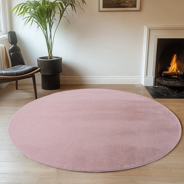 Skalbiamas šviesiai rožinės spalvos apvalios formos kilimas ø 160 cm Joy – Ayyildiz Carpets-image-1