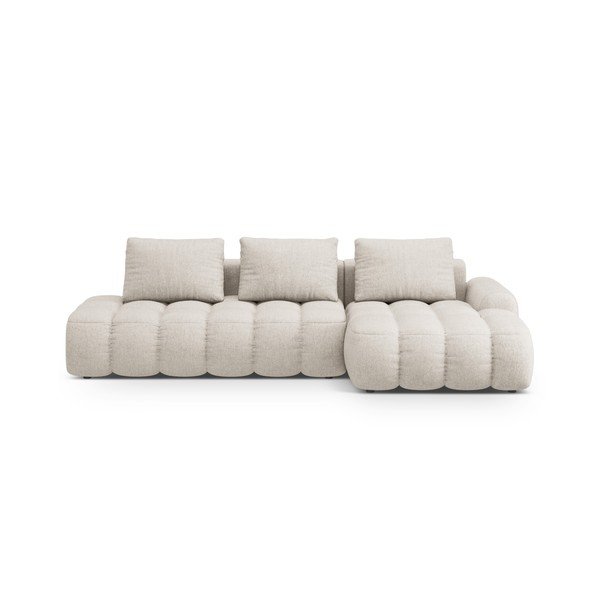 Smėlio spalvos sulankstoma/su sandėliavimo vieta kampinė sofa (su dešiniuoju kampu/su gultu) Linz – Cosmopolitan Design