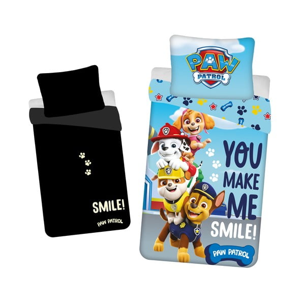 Iš medvilnės viengulė vaikiška patalynė su žėrinčiu efektu 140x200 cm Paw Patrol – Jerry Fabrics