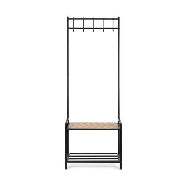 Juodos spalvos/natūralios spalvos iš metalo sieninė lentyna su lentyna 64,5 cm Haldor – Yes Everyday-image-1