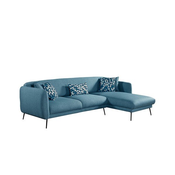 Mėlyna išskleidžiama kampinė sofa Pandia Home Madrid, dešinysis kampas-image-2