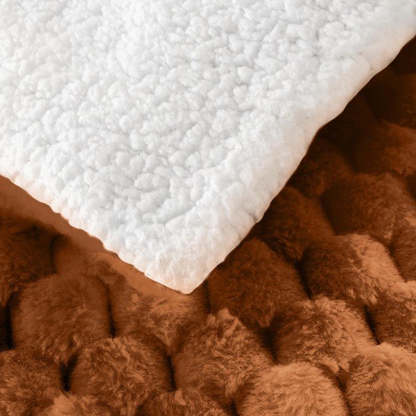 Šviesiai rudos spalvos iš mikropliušo antklodė ir pledas 220x240 cm Frosty – douceur d'intérieur-image-4
