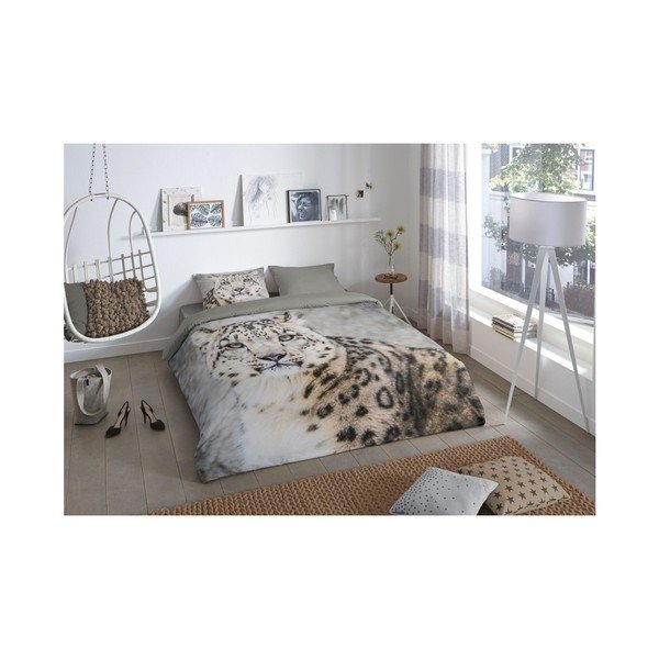 Medvilninė viengulė patalynė Good Morning Premento Snow Leopard, 140 x 200 cm-image-1