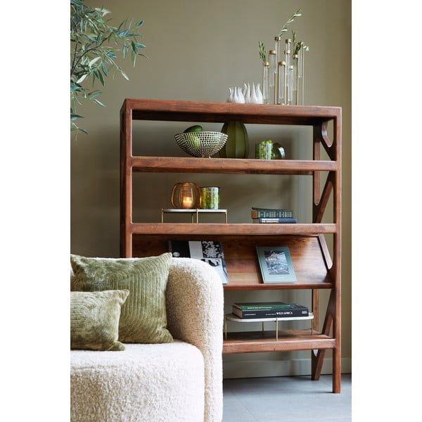 Ruda akacijos medžio masyvo knygų spinta 120x160 cm Yuki - Light & Living-image-2