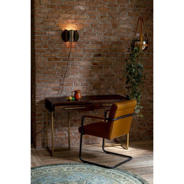 Tamsios natūralios spalvos konsolinis staliukas su akacijos dekoru 45x120 cm Class – Dutchbone-image-1