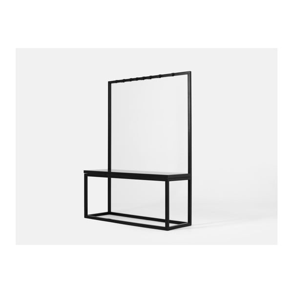 Juodos spalvos drabužių kabykla su juodu suoliuku CustomForm Next, plotis 120 cm-image-3