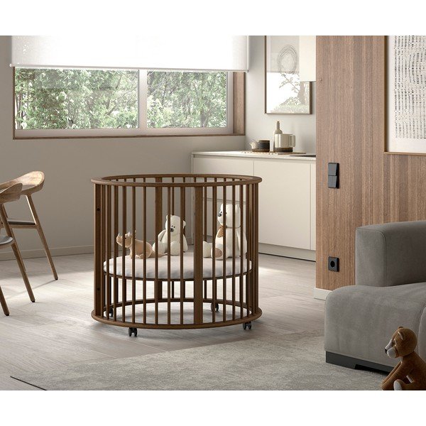 Rudos spalvos iš buko masyvo maniežas vaikams 90x90 cm Dino – Vipack-image-1