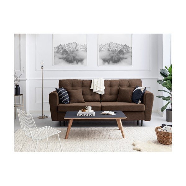 Rudos spalvos trijų vietų sofa-lova su saugykla "Cosmopolitan Design Lyon-image-1