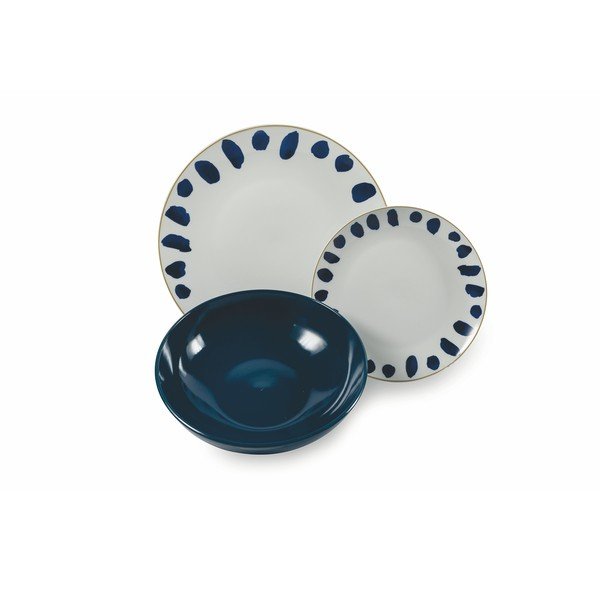 18 dalių porceliano ir akmens masės lėkščių rinkinys VDE Tivoli 1996 Blue Masai-image-1