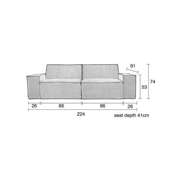 Šviesiai pilka "Zuiver James" sofa, 224 cm-image-1