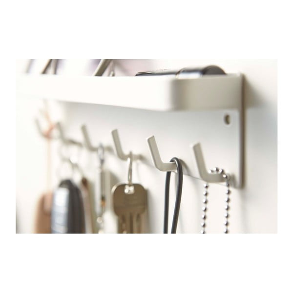 Baltas sieninis raktų laikiklis su lentyna YAMAZAKI Smart-image-2