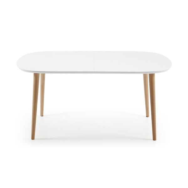 Prailginamas valgomojo stalas baltos spalvos su baltu stalviršiu 100x160 cm Oqui – Kave Home-image-4