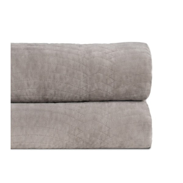 Pilkos spalvos iš velveto dygsniuota lovatiesė 230x260 cm – Ixia