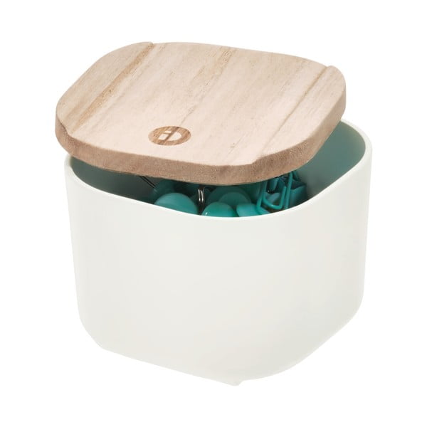 Balta dėžutė su dangteliu pagaminta iš paulovnijos medienos iDesign Eco, 9 x 9 cm-image-1