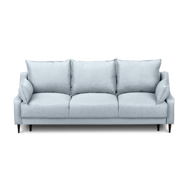 Šviesiai mėlyna sofa-lova su daiktadėže Mazzini Sofas Ancolie, 215 cm