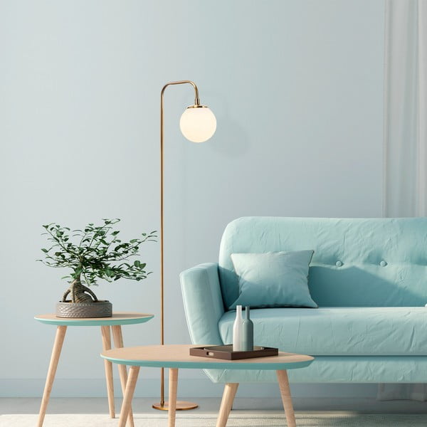 Baltos spalvos/žalvario spalvos pastatomas šviestuvas (aukštis 146 cm) su stiklo gaubtu Viran – Opviq lights-image-2