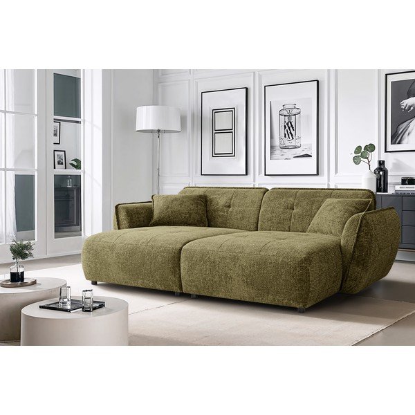 Žalios spalvos sofa iš šenilinio audinio su gultu 252 cm Nelia Big – Ropez-image-1