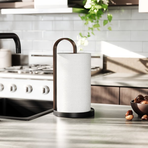 Iš medienos popierinio rankšluosčio stovas juodos spalvos ø 17 cm Bellwood – Umbra-image-2