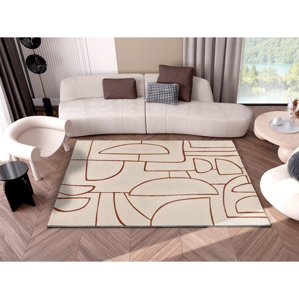 Raudonos plytų spalvos/kreminės spalvos kilimas 80x150 cm Beruti – Universal-image-1