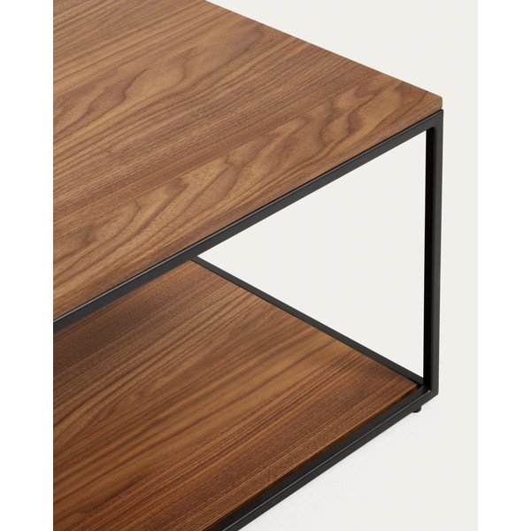 Tamsios natūralios spalvos kavos staliukas su riešutmedžio dekoro stalviršiu 60x110 cm Yoana – Kave Home-image-2