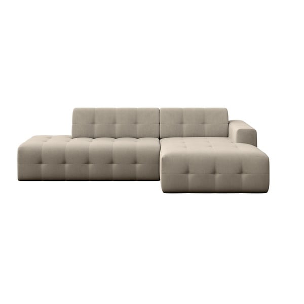 Šviesiai rudos spalvos iš velveto kampinė sofa (su dešiniuoju kampu/su gultu) Tuil – Rodier