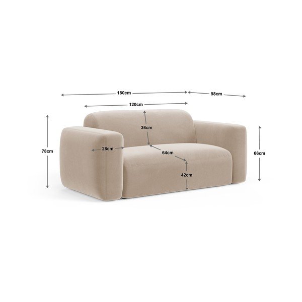 Terakotos spalvos iš velveto sofa 180 cm Strino – Cosmopolitan Design-image-4