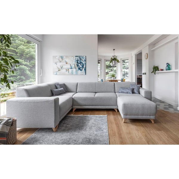 Šviesiai pilkos spalvos sulankstoma/su sandėliavimo vieta kampinė sofa (su kairiuoju kampu/„U“ formos) Classy Sophie – Miuform-image-1