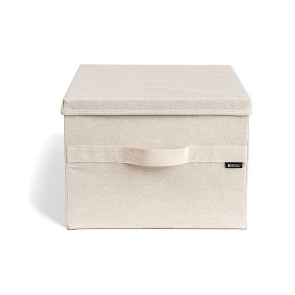 Smėlio spalvos iš tekstilės daiktadėžė su dangčiu 36x46x25 cm Soft Storage Large – Bigso