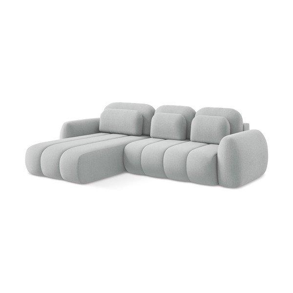 Šviesiai pilkos spalvos iš boucle sulankstoma/su sandėliavimo vieta kampinė sofa (su kairiuoju kampu/su gultu) Pele – Makamii-image-3