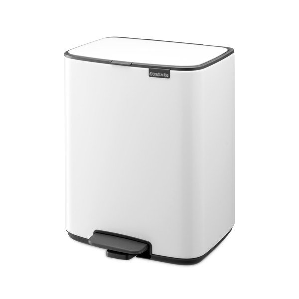Baltos spalvos šiukšliadėžė iš plieno su pedalu 12 l Bo – Brabantia