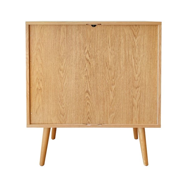 Aukšta šoninė spintelė natūralios spalvos iš ąžuolo su stumdomomis durimis 83x95 cm Rove – Woodman-image-3