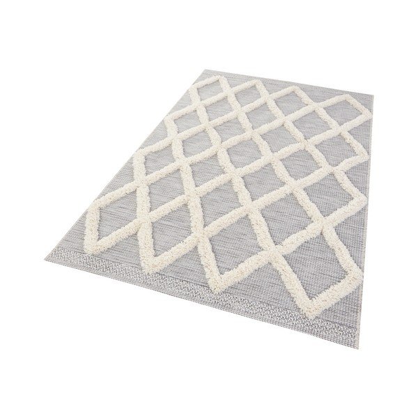 Pilkas kilimas Mint Rugs Handira Grid, 230 x 155 cm-image-1