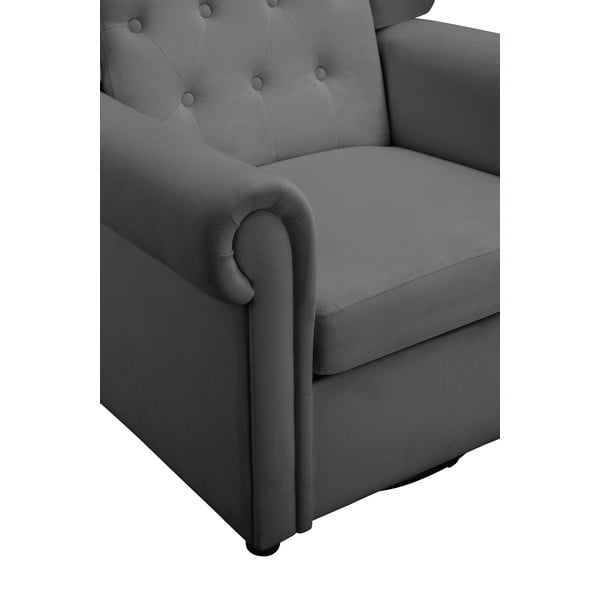 Iš velveto supamasis/Chesterfield krėslas pilkos spalvos Lillyse – Støraa-image-1