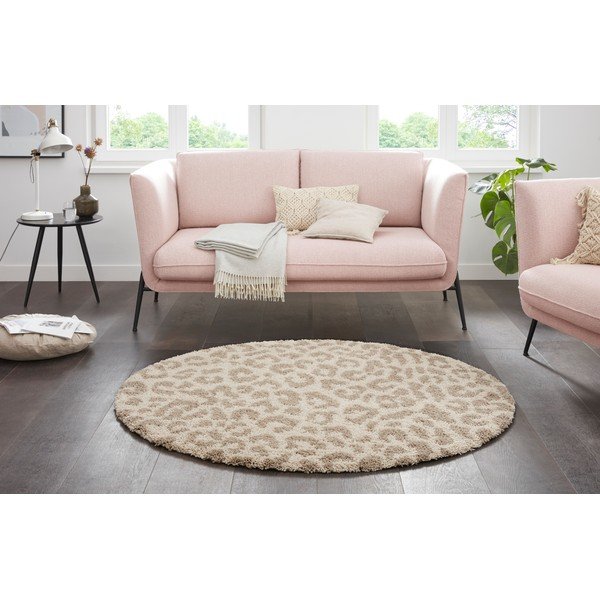 Smėlio spalvos apvalus kilimas ø 160 cm Patterned Animal - Ragami-image-1
