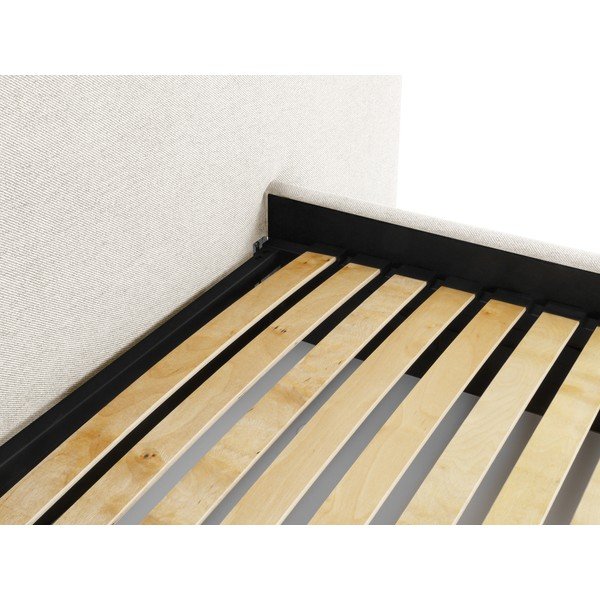 Dvigulė lova kreminės spalvos audiniu dengta su sandėliavimo vieta su lovos grotelėmis 160x200 cm Walter – Milo Casa-image-4