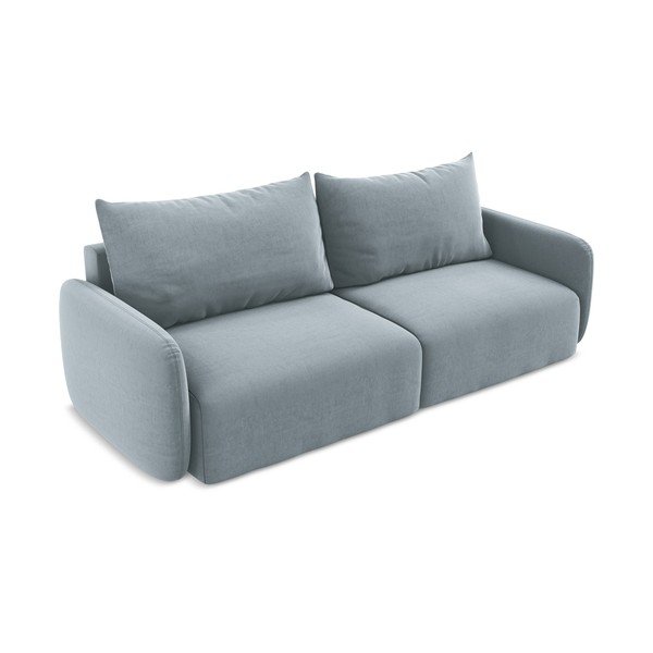 Mėlynos spalvos sulankstoma/su sandėliavimo vieta sofa iš velveto 238 cm Kalena – Makamii-image-3