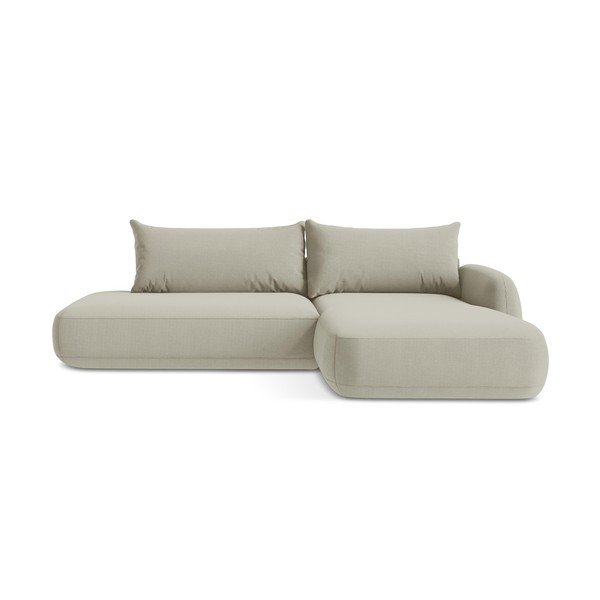 Smėlio spalvos sulankstoma kampinė sofa (su dešiniuoju kampu/su gultu) Hale – Makamii