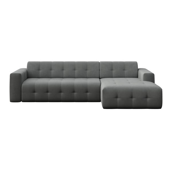 Pilkos spalvos iš velveto kampinė sofa (su dešiniuoju kampu/su gultu) Tuil – Rodier
