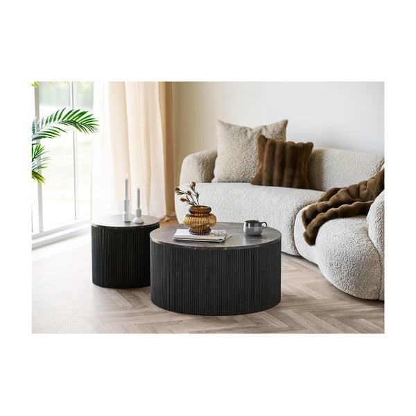 Apvalios formos šoninis stalas su marmuro dekoro stalviršiu ø 45 cm Rota – House Nordic-image-2