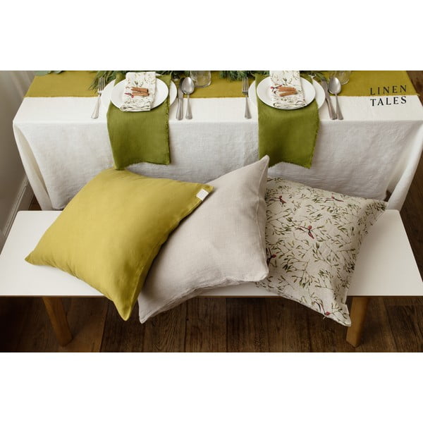 Iš lino dekoratyvinis pagalvės užvalkalas 45x45 cm Moss Green – Linen Tales-image-1