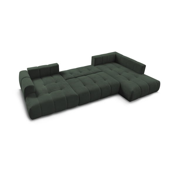 Žalios spalvos sulankstoma/su sandėliavimo vieta kampinė sofa (su dešiniuoju kampu/„U“ formos) Fuji – Bobochic Paris-image-4