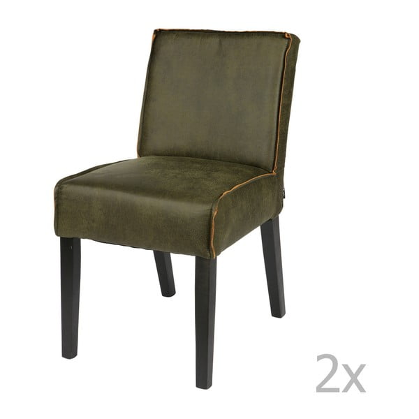 2 žalių kėdžių su perdirbtos odos užvalkalu rinkinys "BePureHome Rodeo