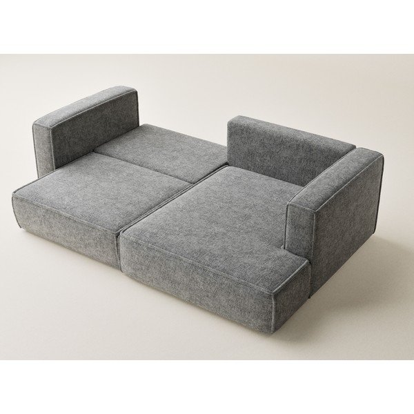 Pilkos spalvos sulankstoma/su sandėliavimo vieta kampinė sofa iš šenilinio audinio (su dešiniuoju kampu/su gultu) Velto – Maison de Rêve-image-3