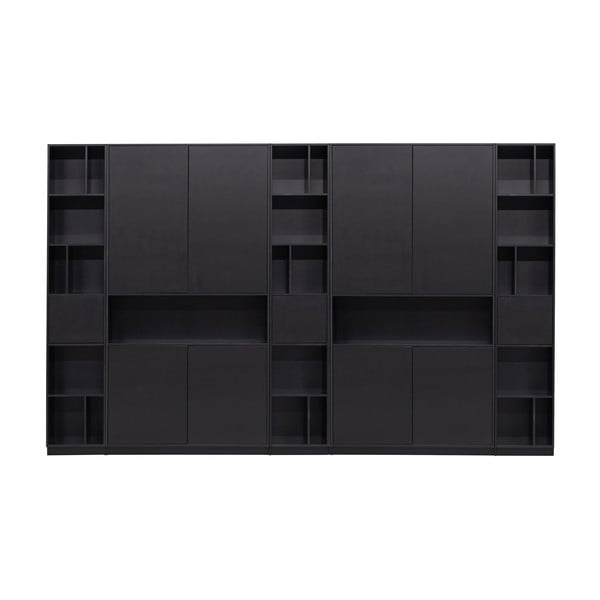 Iš pušies masyvo modulinė knygų spinta juodos spalvos 340x210 cm Finca – WOOOD