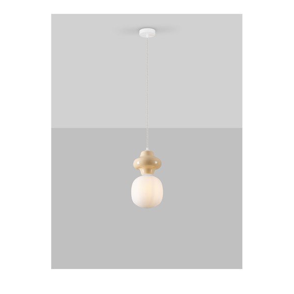 Baltos spalvos/kreminės spalvos iš keramikos kabantis šviestuvas ø 18 cm su stiklo gaubtu Clio – Nova Luce-image-4