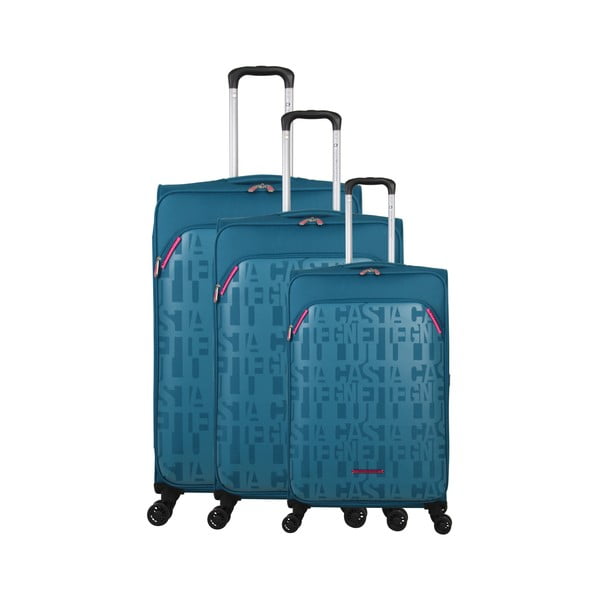 3 mėlynos spalvos bagažo ant 4 ratukų rinkinys Lulucastagnette Bellatrice