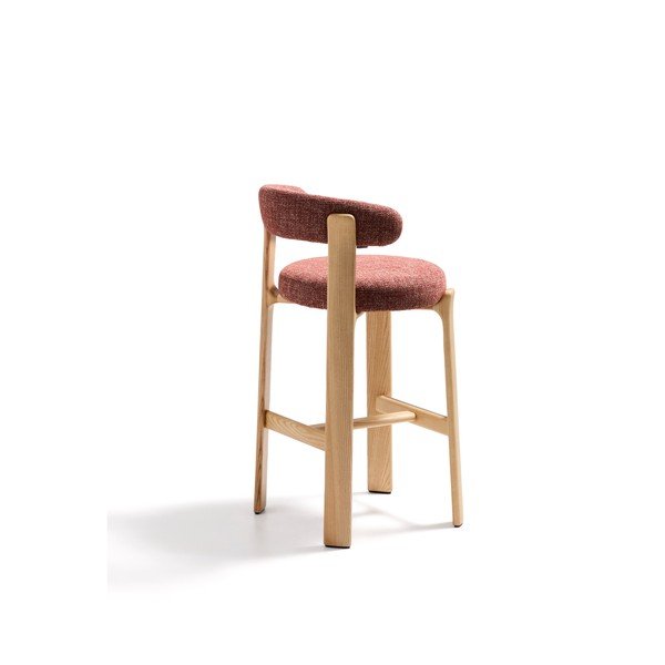 Terakotos spalvos/šviesios natūralios spalvos iš uosio masyvo baro taburetė (sėdynės aukštis 75 cm) Granite – Kave Home-image-4