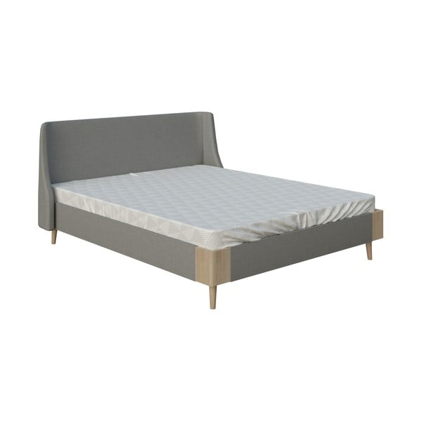 Pilka dvigulė lova ProSpánek Lagom Side Soft, 180 x 200 cm