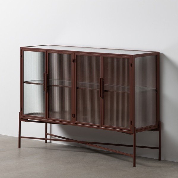 Iš metalo vitrina raudonos plytų spalvos 120x85 cm Harris – Ixia-image-1