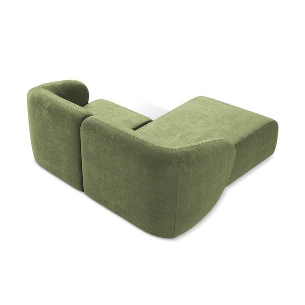 Žalios spalvos kampinė sofa iš šenilinio audinio (su kairiuoju kampu/su gultu) Lani – Makamii-image-3